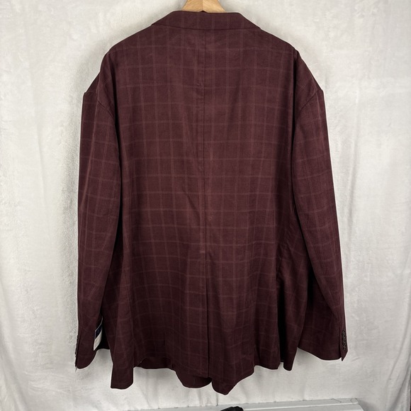 Stafford Corduroy 2‎ Button Sport Coat Burgundy Check Size 58 Regular NWT - Picture 5 of 6